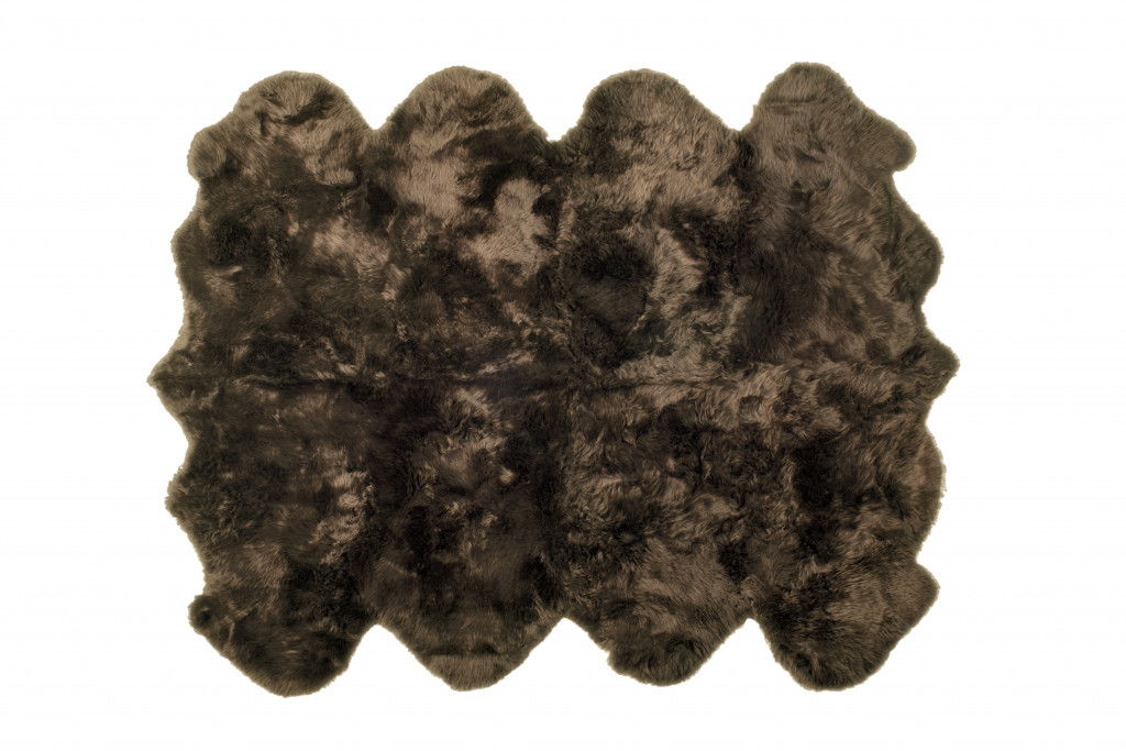 6' x 6' Wool Sheepskin Handmade Area Rug - Chocolate
