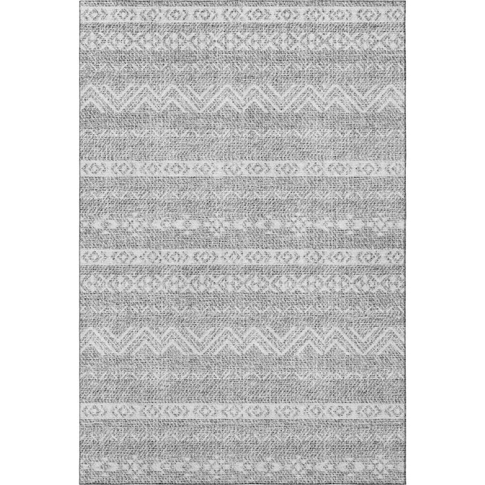 8' X 10' Southwestern Washable Area Rug With UV Protection - Gray And Silver