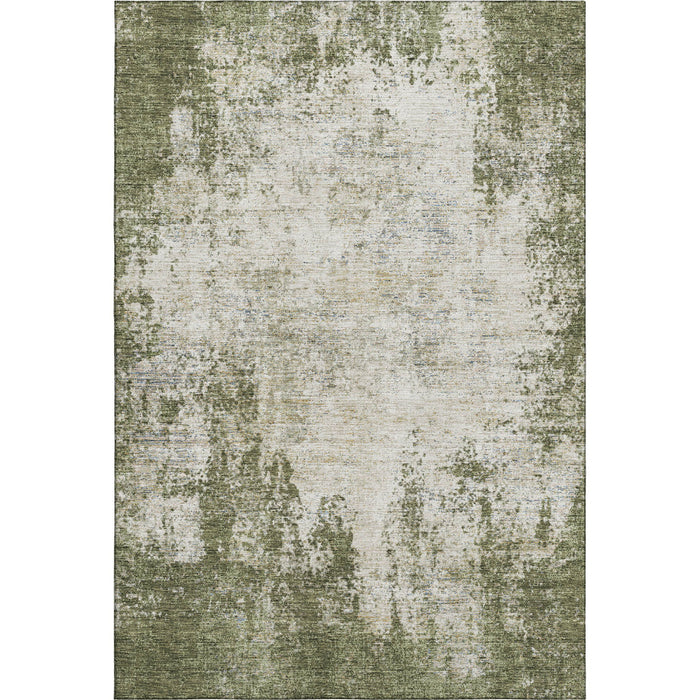 10' X 14' Abstract Washable Area Rug With UV Protection (674862) - Olive Green / Ivory