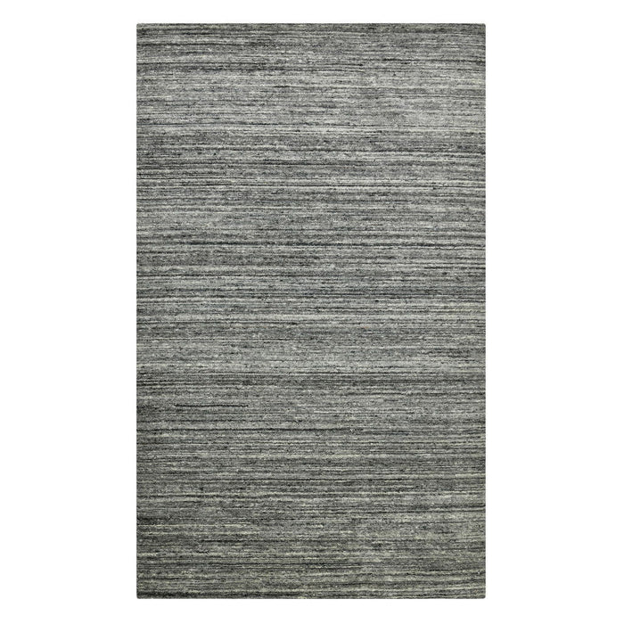 8' X 10' Wool Striped Hand Woven Area Rug (570275) - Dark Gray / Ivory