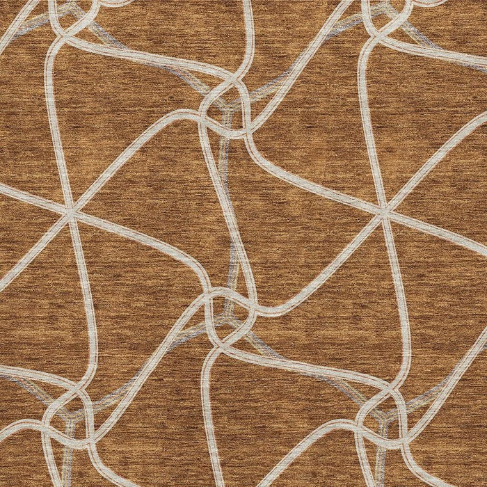 10' X 14' Geometric Washable Area Rug With UV Protection (675390) - Rust / Ivory