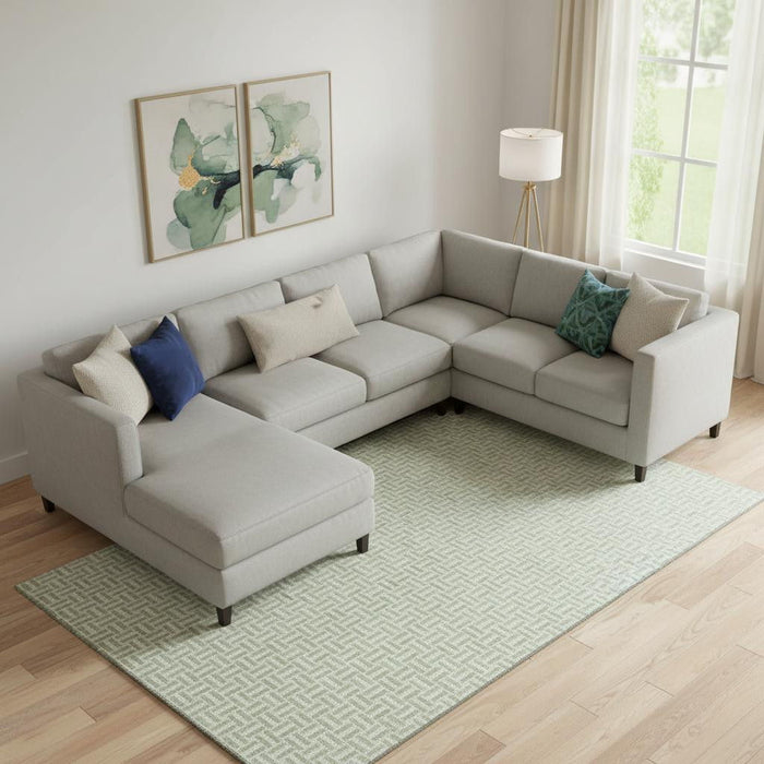 10' X 14' Geometric Washable Area Rug With UV Protection (672386) - Artichoke Green / Ivory