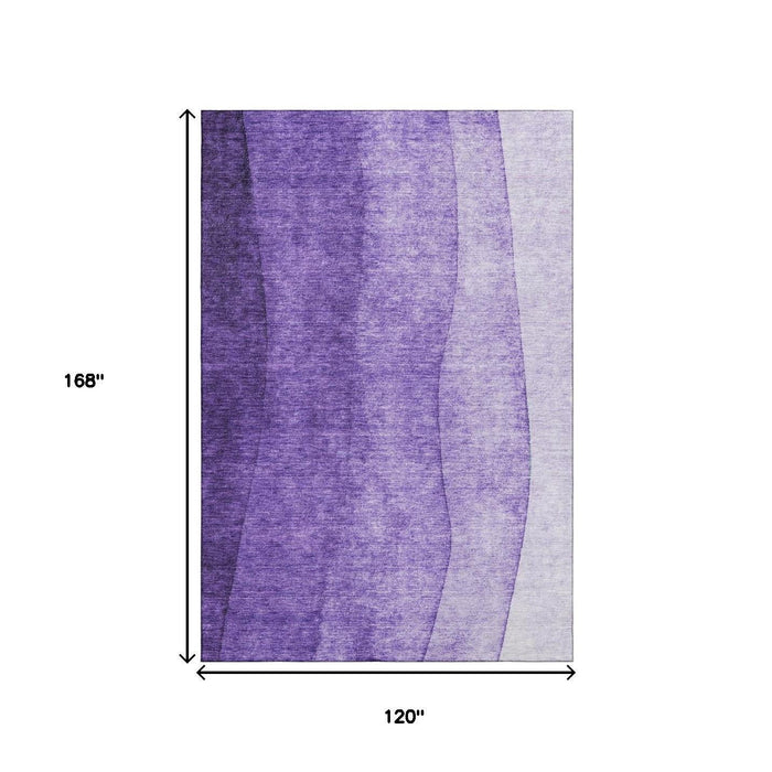 10' X 14' Ombre Washable Area Rug With UV Protection (652749) - Purple / Ivory