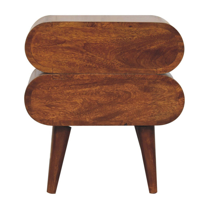 20" Modern Solid Wood Two Drawer Nightstand - Chestnut