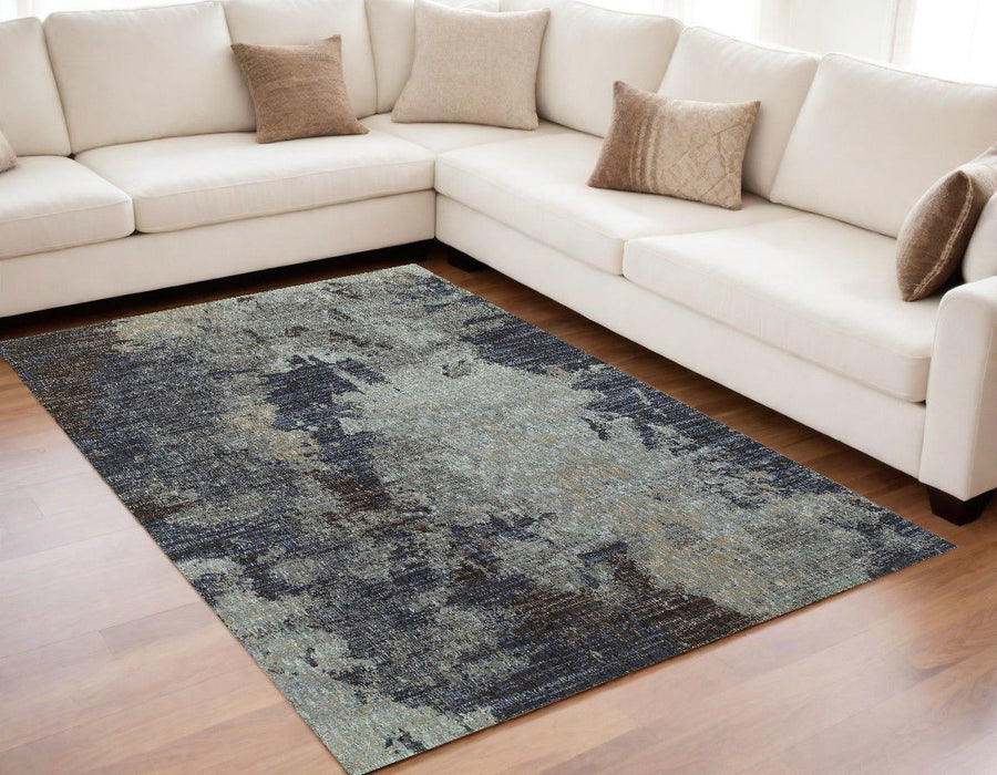 5' x 7' Abstract Power Loom Area Rug - Navy Blue