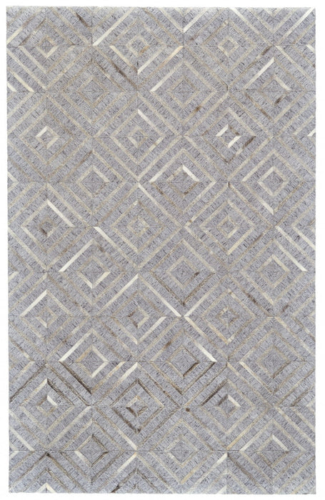 8' x 11' Geometric Hand Woven Area Rug - Gray Taupe And Ivory