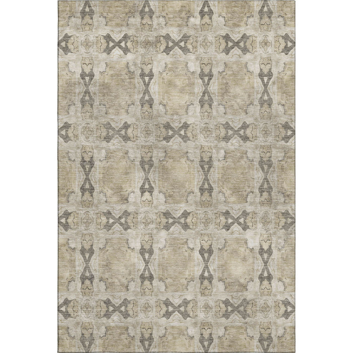 8' X 10' Floral Medallion Washable Area Rug With UV Protection (649460) - Beige / Gray / Ivory