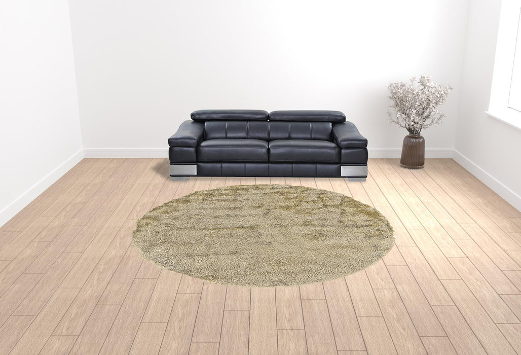 10' Round Shag Tufted Handmade Area Rug - Tan And Taupe
