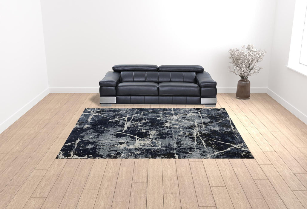10' x 13' Abstract Power Loom Stain Resistant Area Rug - Blue Gray And Beige