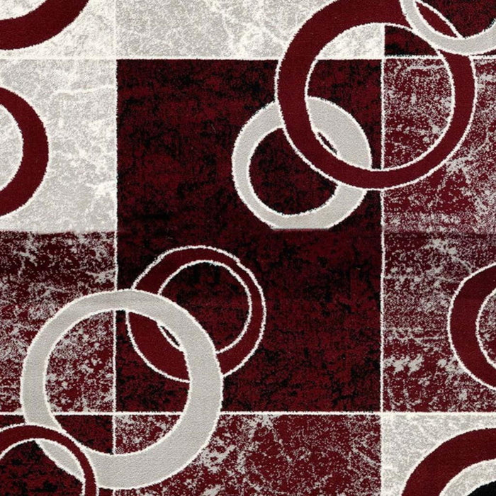 2' X 30' Geometric Area Rug (610135) - Red / Gray