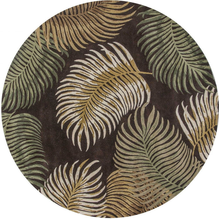 7' Round Wool Area Rug - Espresso