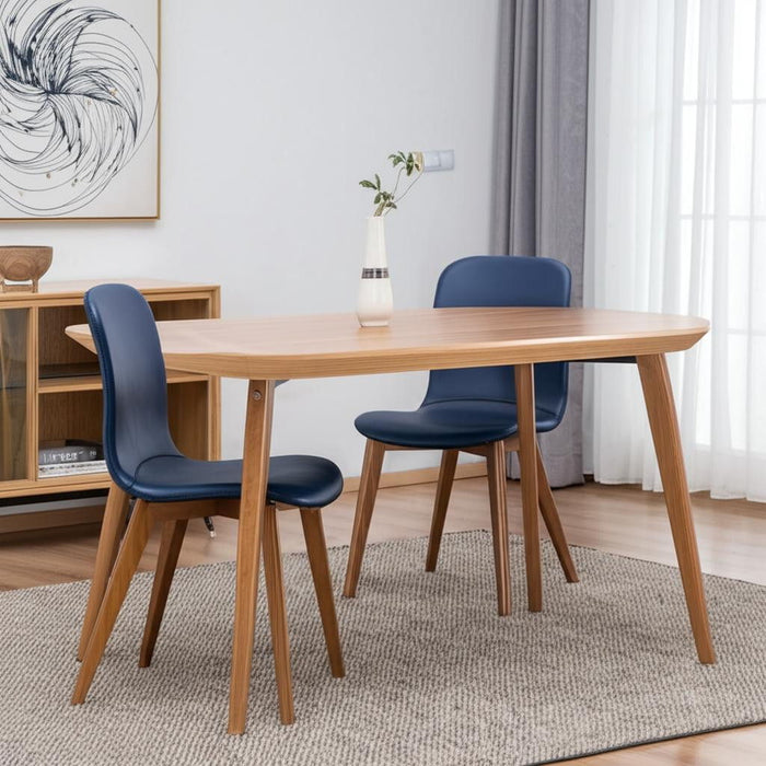 Upholstered Leather Dining Side Chairs (Set of 2) - Blue