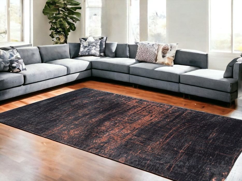 6' x 9' Abstract Non Skid Area Rug - Black And Gold