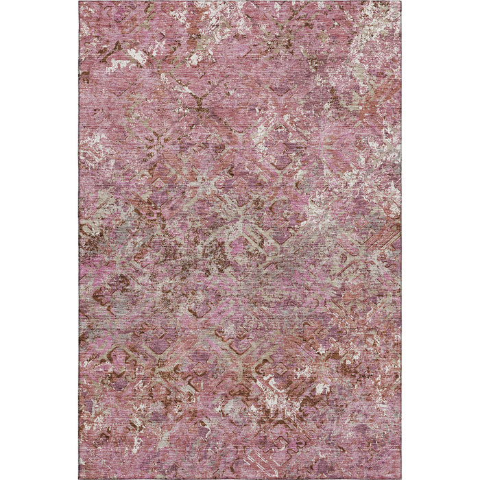 8' X 10' Diamond Washable Area Rug With UV Protection - Pink