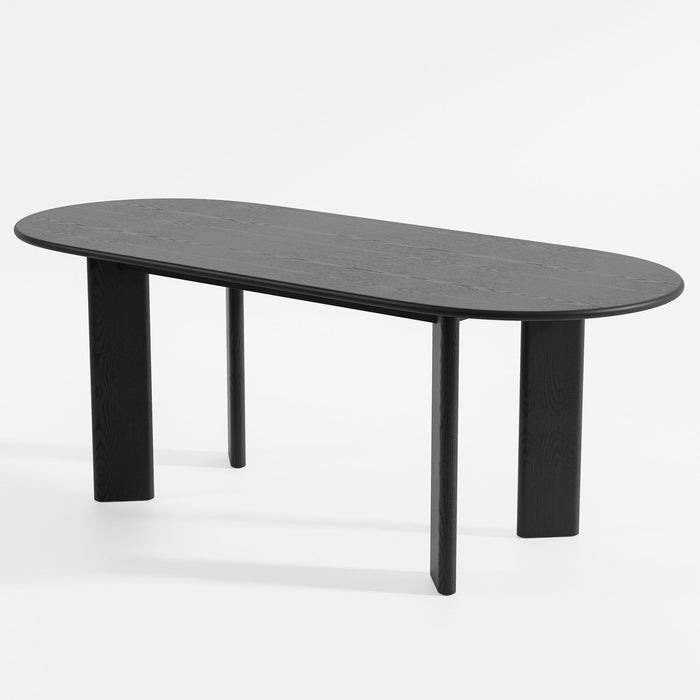78" Solid Wood Oval Dining Room Table - Black