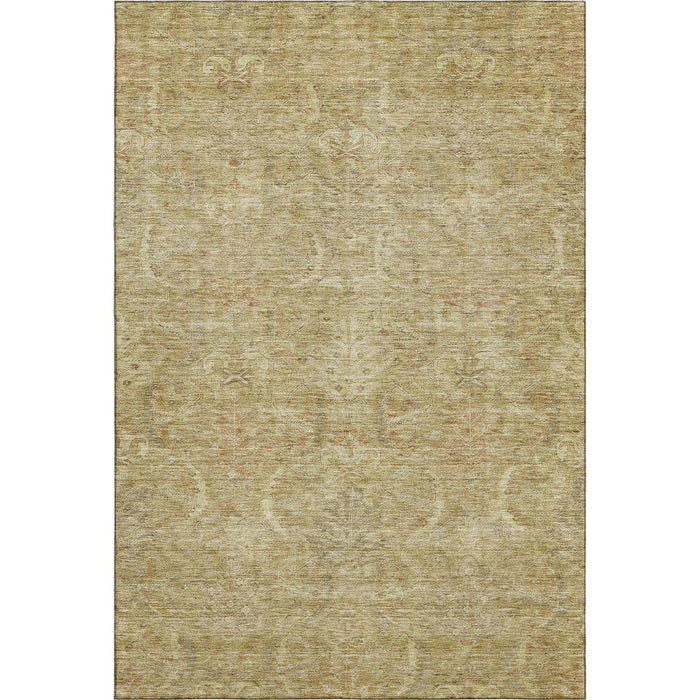10' X 14' Damask Washable Area Rug With UV Protection (683902) - Wheat / Beige
