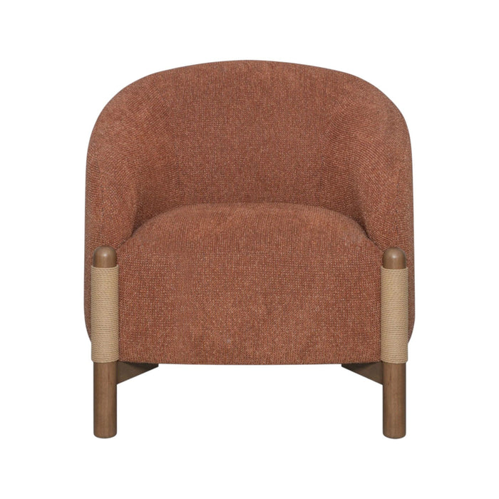 30" Contemporary Fabric And Wood Arm Chair - Brown