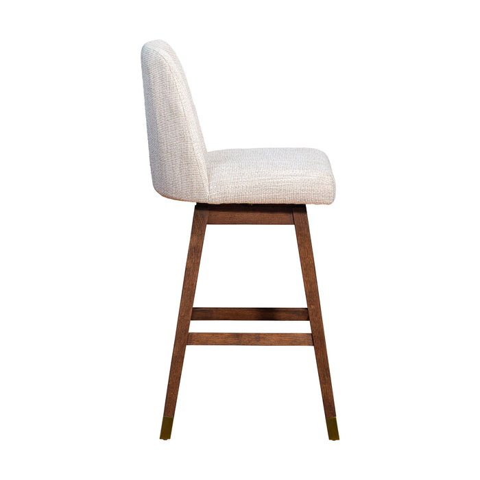Solid Wood Swivel Bar Height Bar Chair - Beige And Brown
