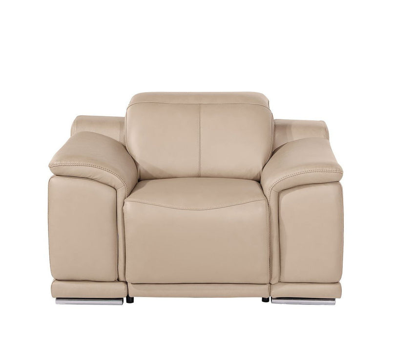 Genuine Leather Wall Hugger Power Recliner With USB - Beige