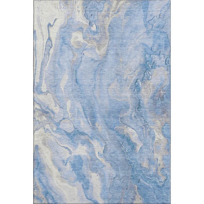 10' X 14' Abstract Washable Area Rug With UV Protection (697794) - Blue / Gray / Silver
