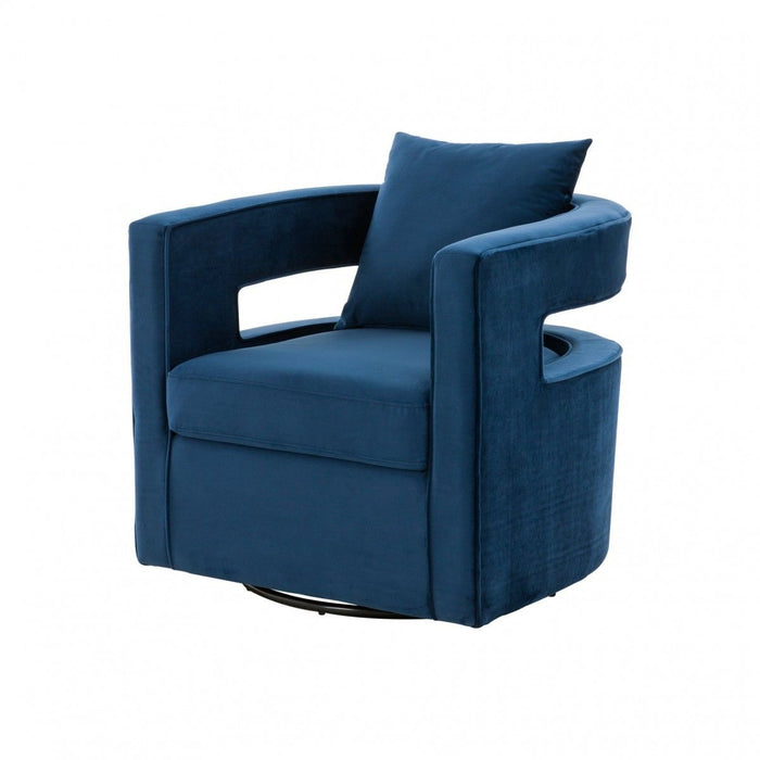 Stylish Velvet Swivel Chair - Blue