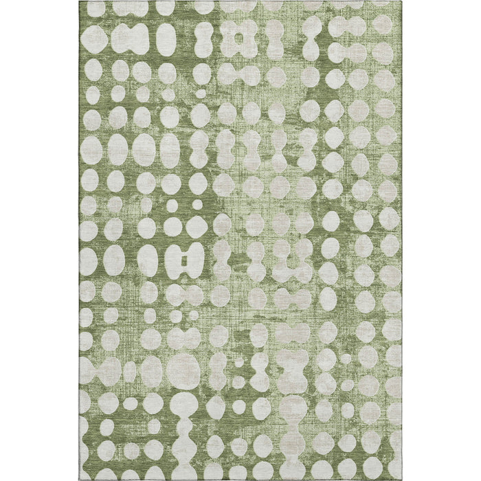 10' X 14' Polka Dot Washable Area Rug With UV Protection (669090) - Artichoke Green / Beige
