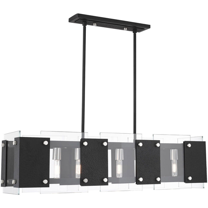 19" Eight Light Dimmable Chandelier With Shades - Black
