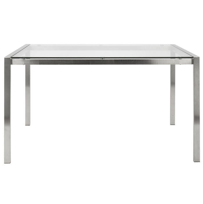 Fuji - Dining Table - Stainless Steel With Clear Glass Top