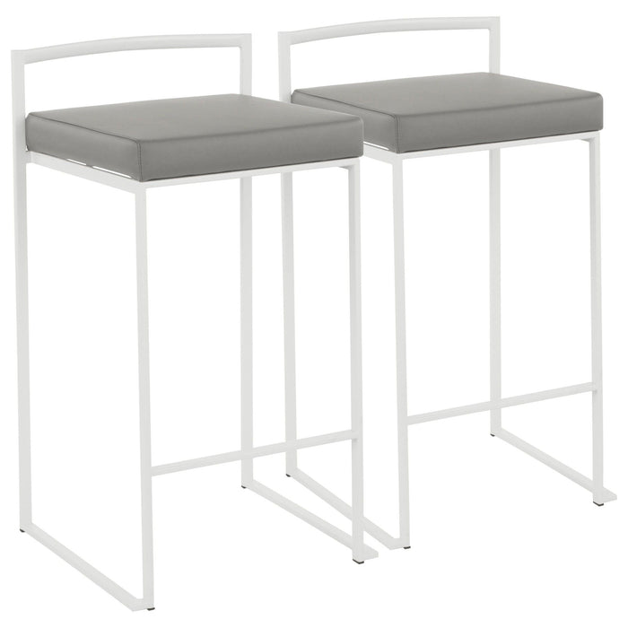 Fuji - Contemporary Stackable Counter Stool (Set of 2) - White Frame