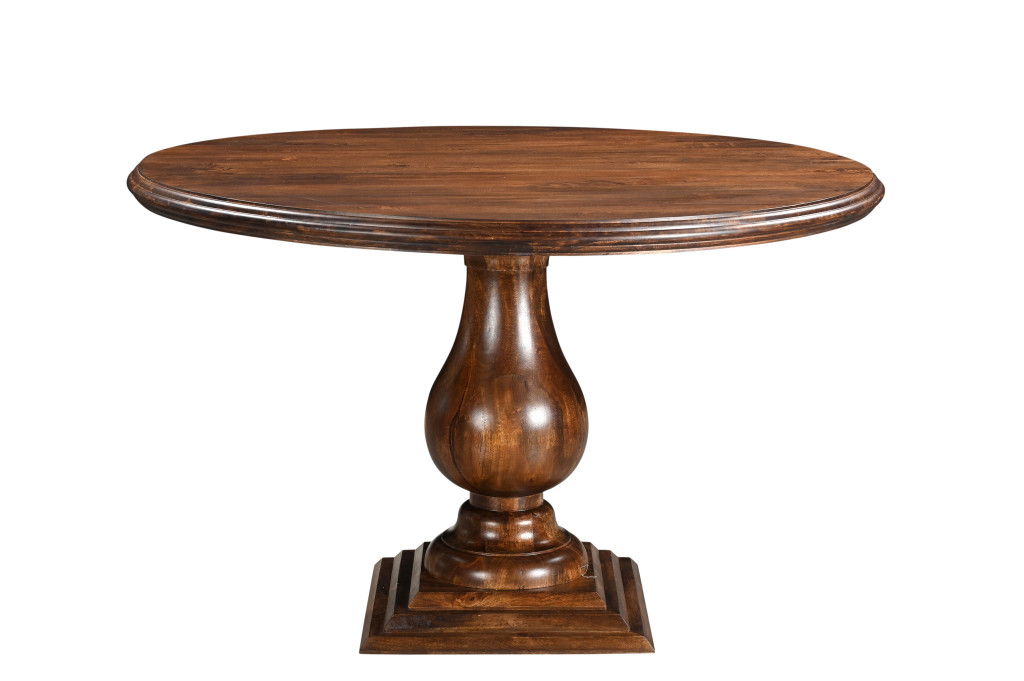 48" Solid Wood Pedestal Base Round Top Dining Room Table - Brown