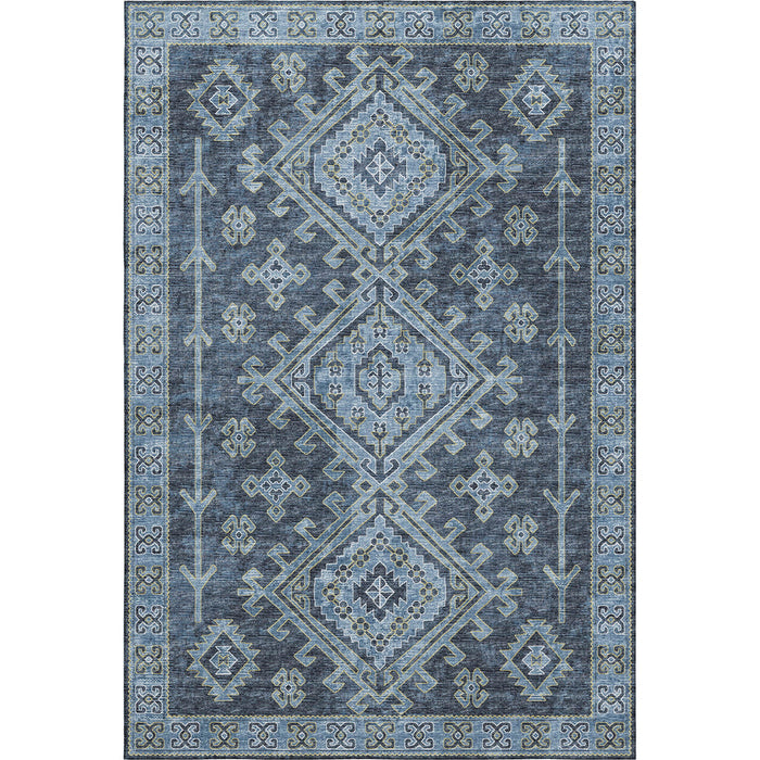10' X 14' Geometric Washable Area Rug With UV Protection - Blue And Sky