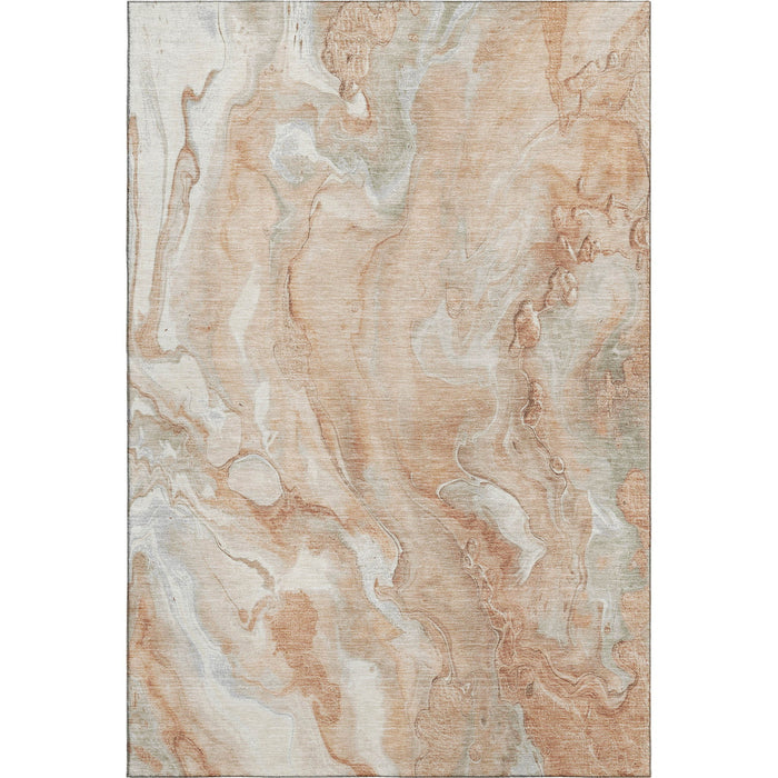 10' X 14' Abstract Washable Area Rug With UV Protection (697812) - Salmon / Gray / Ivory