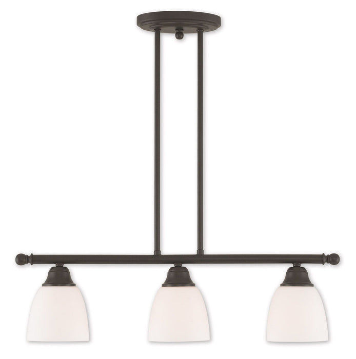 14" Three Light Dimmable Chandelier With Shades - Bronze