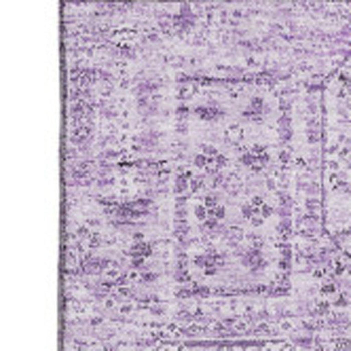 10' X 14' Floral Washable Area Rug With UV Protection (651190) - Lilac / Ivory
