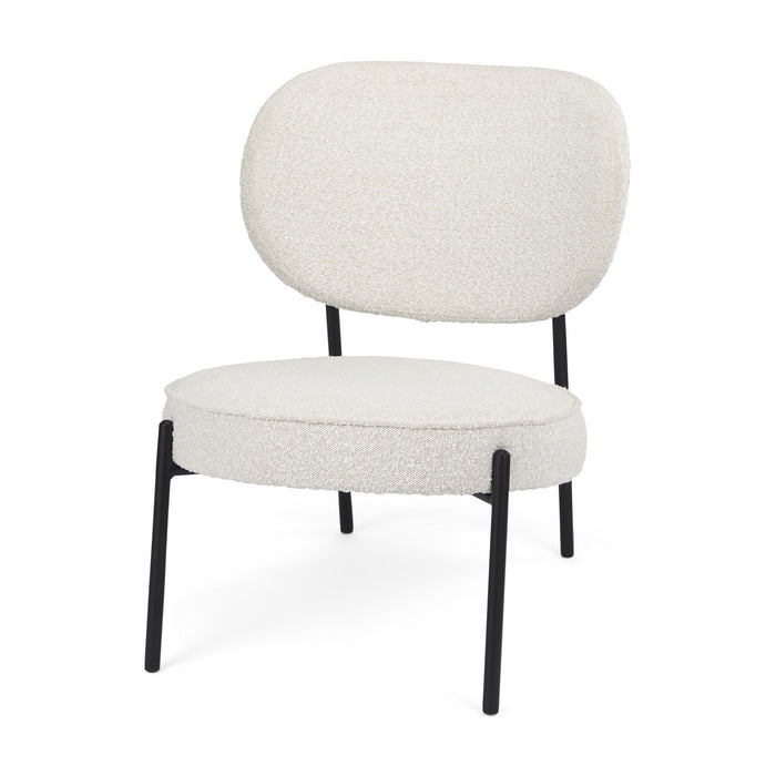Boucle Metal Lounge Chair - Cream / Black