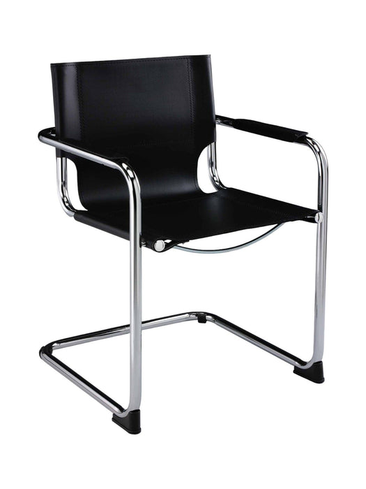 Leather Dining Arm Chairs (Set of 2) - Black / Silver