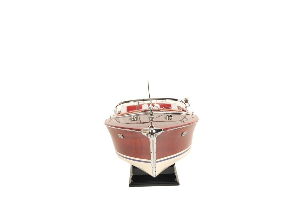 Hand Painted Decorative Boat - Red / White / Brown