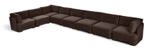 Meridian Furniture Hammond velvet performance fabric 8-piece L-shaped sectional sofa with plush upholstery and modern design.