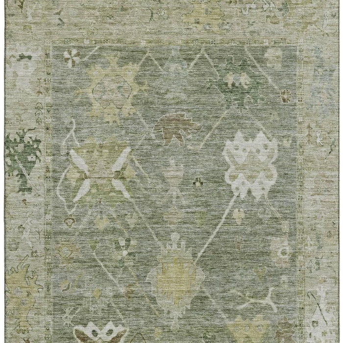 10' X 14' Oriental Washable Area Rug With UV Protection (714991) - Sage / Beige