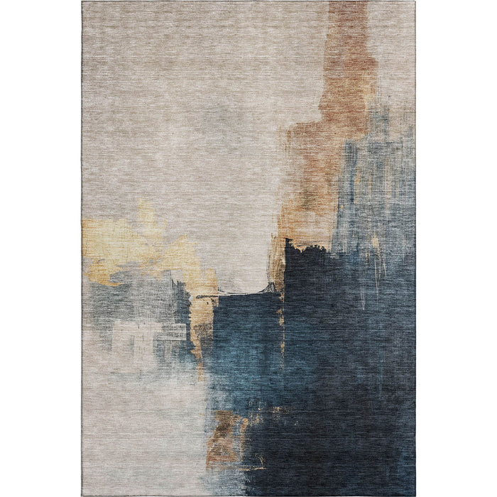 10' X 14' Abstract Washable Area Rug With UV Protection (683602) - Taupe / Blue