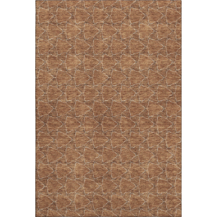 10' X 14' Geometric Washable Area Rug With UV Protection (676068) - Rust / Ivory