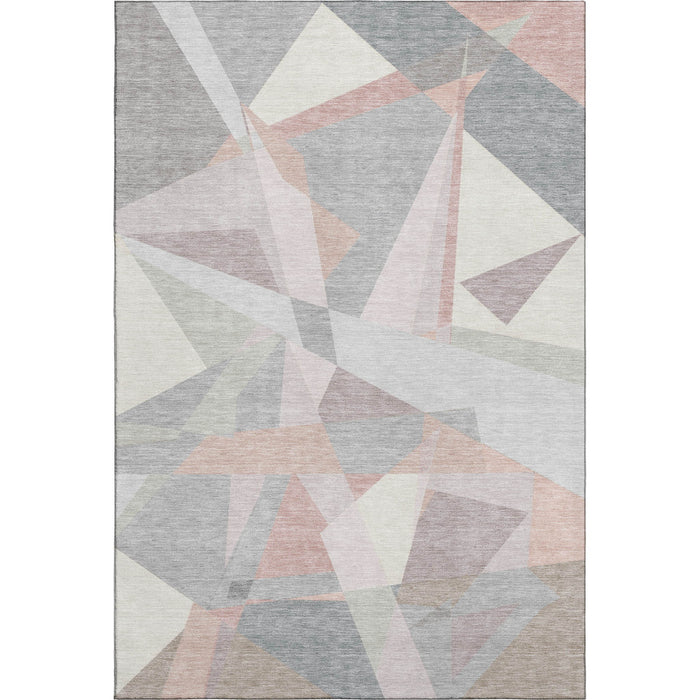 10' X 14' Geometric Washable Area Rug With UV Protection (696530) - Blush / Ivory / Gray