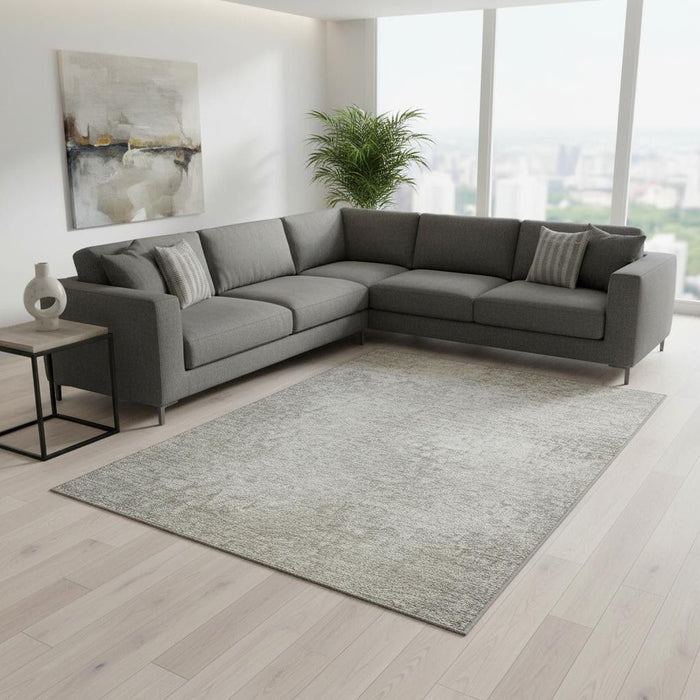 10' X 14' Abstract Washable Area Rug With UV Protection (649528) - Beige / Ivory