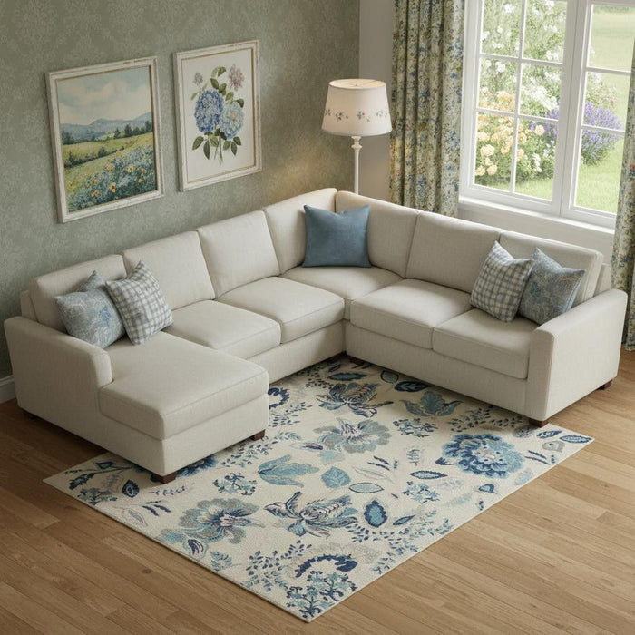 9' X 12' Floral Area Rug (551397) - Ivory / Blue