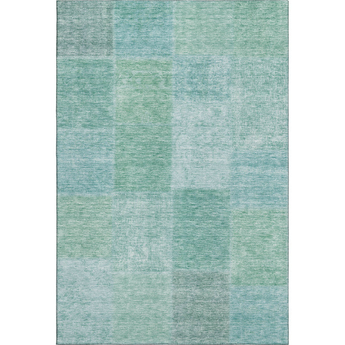5' X 8' Patchwork Washable Area Rug With UV Protection (655236) - Teal / Ivory