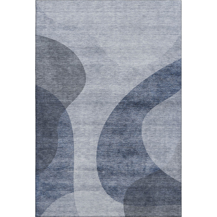 9' X 12' Geometric Washable Area Rug With UV Protection (654831) - Blue / Ivory