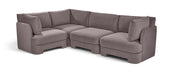 Meridian Furniture Hammond velvet performance fabric 4-piece sectional sofa with plush upholstery and modern design.
