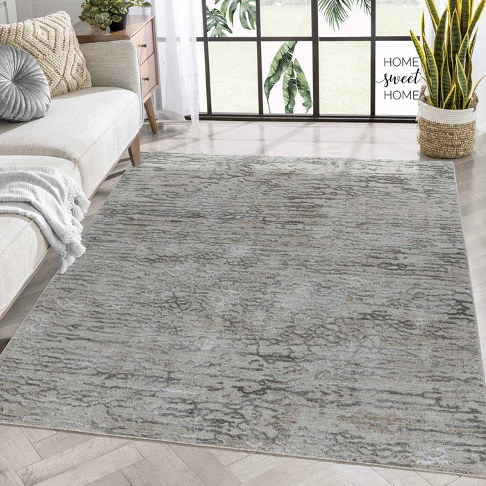 8' x 10' Abstract Stain Resistant Area Rug - Beige