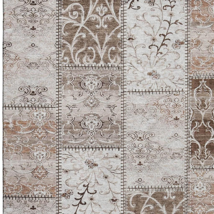 9' X 12' Patchwork Distressed Washable Area Rug With UV Protection (649551) - Beige / Ivory