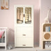 Cream white Giga portable wardrobe closet with magnetic doors and hanging rod, showing organized interior and easy access design.